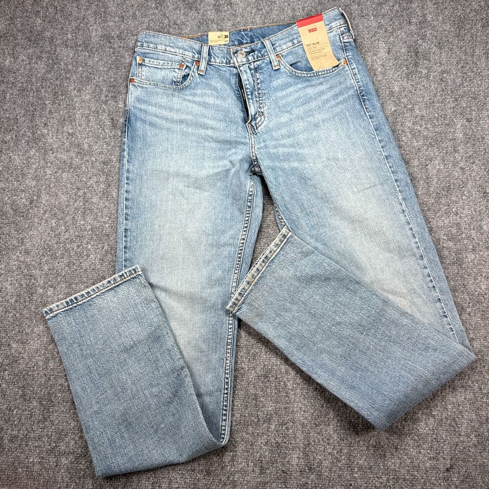 Levis 511 32x34 Slim Fit Stretch Mens Jeans Medium Blue Splash 045115988